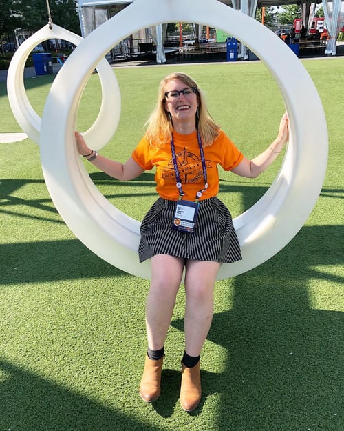 Jenn Villa on a lawn swing - what to expect at #INBOUND19 as women of inbound