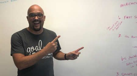 Remington Begg, Impulse Creative CEO, at a HubSpot strategy whiteboard