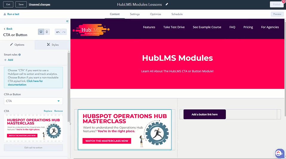 CTA example - HubLMS - How to Use the CTA or Button Module