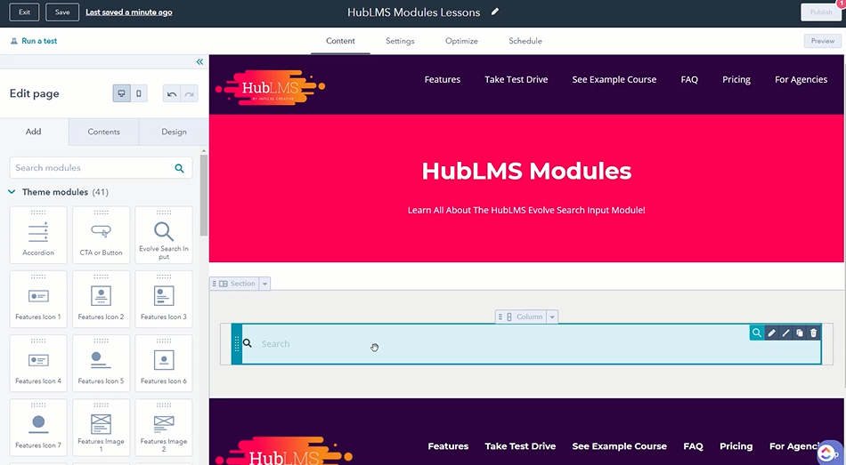 HubLMS - Using the Evolve Search Input Module